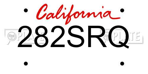 282SRQ California License Plate
