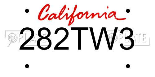 282TW3 California License Plate