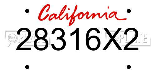 28316X2 California License Plate