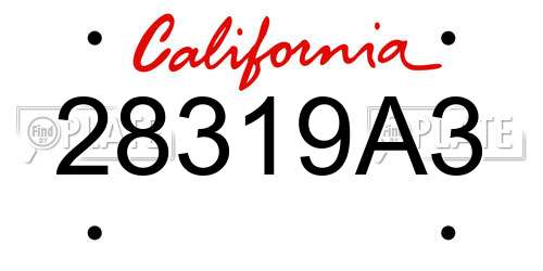 28319A3 California License Plate