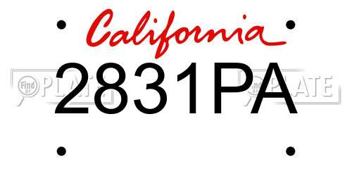 2831PA California License Plate