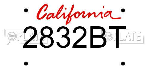 2832BT California License Plate
