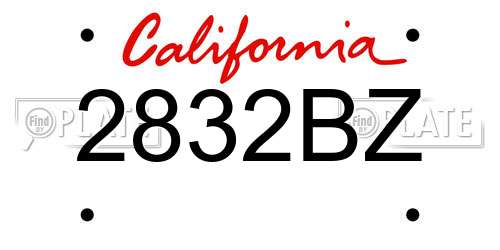 2832BZ California License Plate