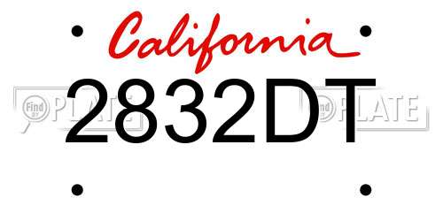 2832DT California License Plate