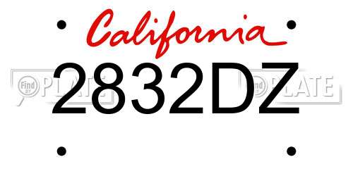 2832DZ California License Plate