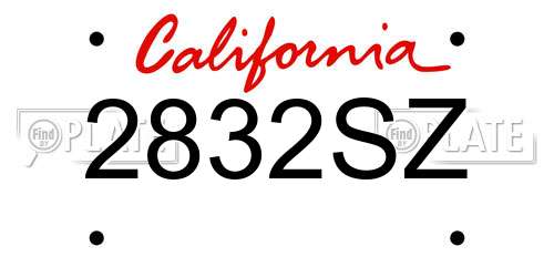 2832SZ California License Plate
