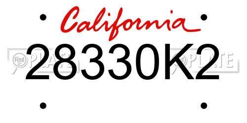 28330K2 California License Plate