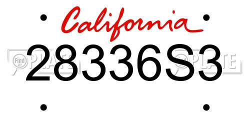 28336S3 California License Plate