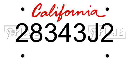 28343J2 California License Plate