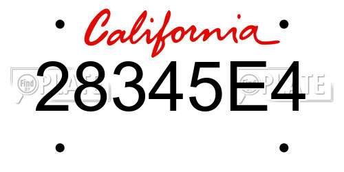 28345E4 California License Plate
