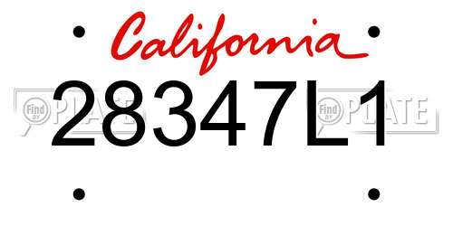 28347L1 California License Plate