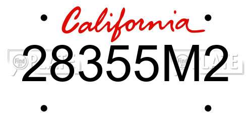 28355M2 California License Plate