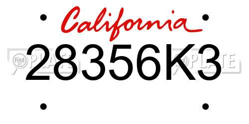 28356K3 California License Plate