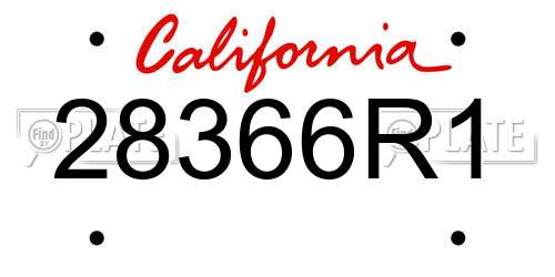 28366R1 California License Plate