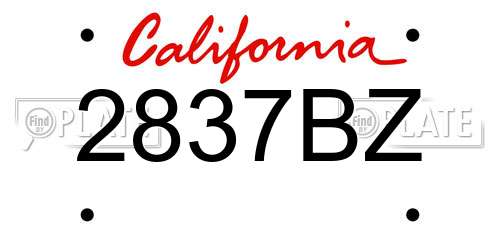 2837BZ California License Plate