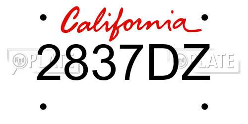 2837DZ California License Plate