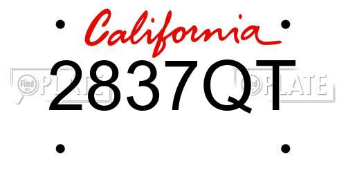 2837QT California License Plate