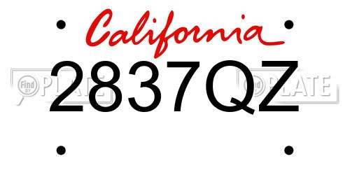2837QZ California License Plate