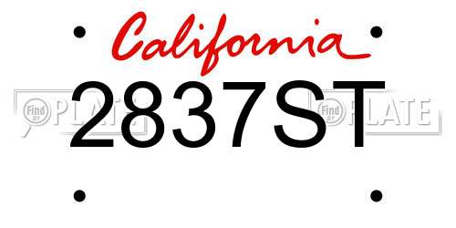 2837ST California License Plate
