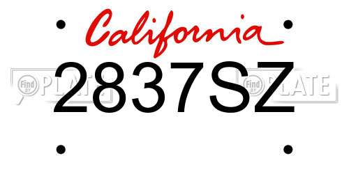 2837SZ California License Plate