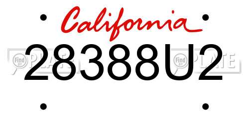 28388U2 California License Plate
