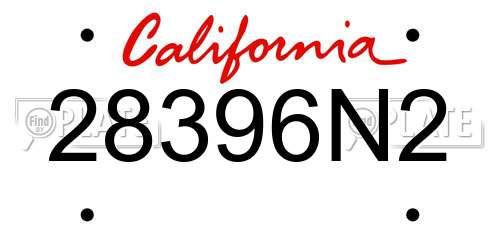 28396N2 California License Plate