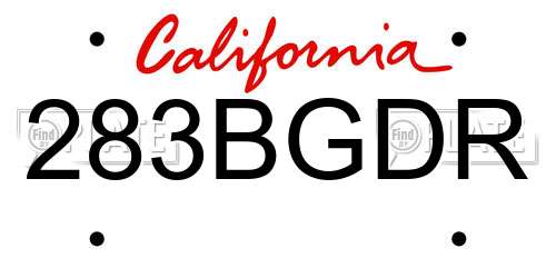 283BGDR California License Plate