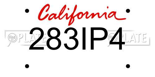 283IP4 California License Plate