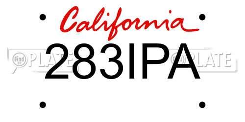 283IPA California License Plate