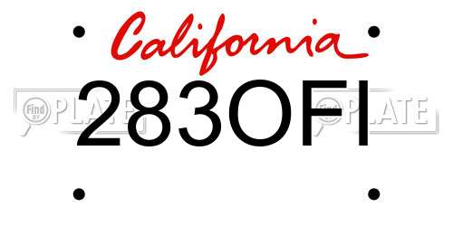 283OFI California License Plate