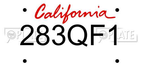 283QF1 California License Plate