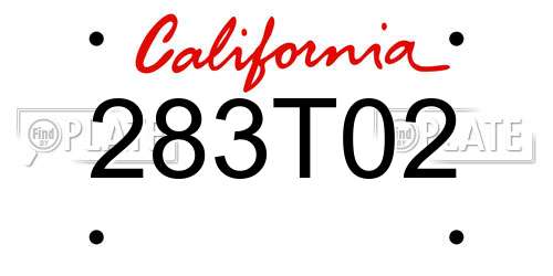 283T02 California License Plate
