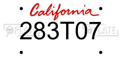 283T07 California License Plate