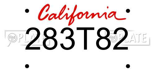 283T82 California License Plate