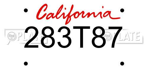 283T87 California License Plate