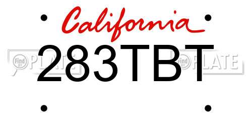 283TBT California License Plate