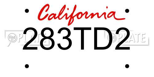 283TD2 California License Plate