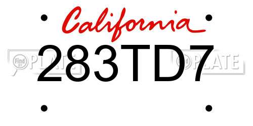 283TD7 California License Plate