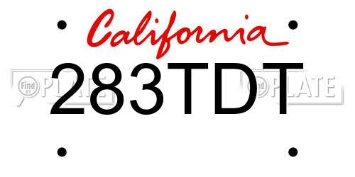 283TDT California License Plate