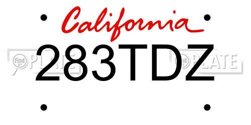 283TDZ California License Plate