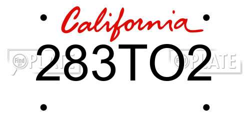 283TO2 California License Plate