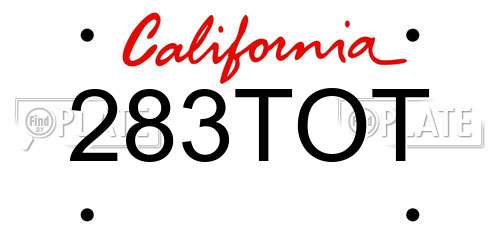 283TOT California License Plate