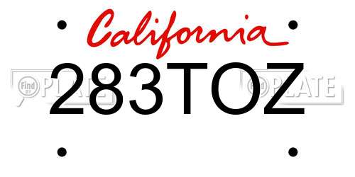 283TOZ California License Plate