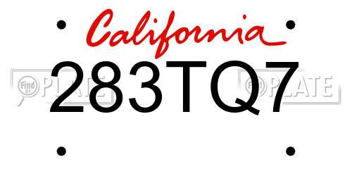 283TQ7 California License Plate
