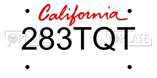 283TQT California License Plate