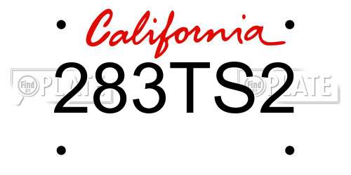 283TS2 California License Plate