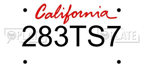 283TS7 California License Plate