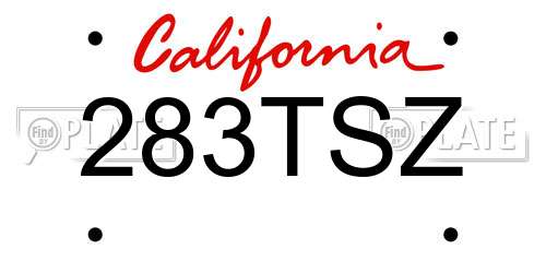 283TSZ California License Plate