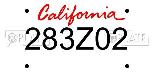 283Z02 California License Plate