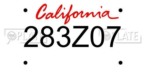 283Z07 California License Plate